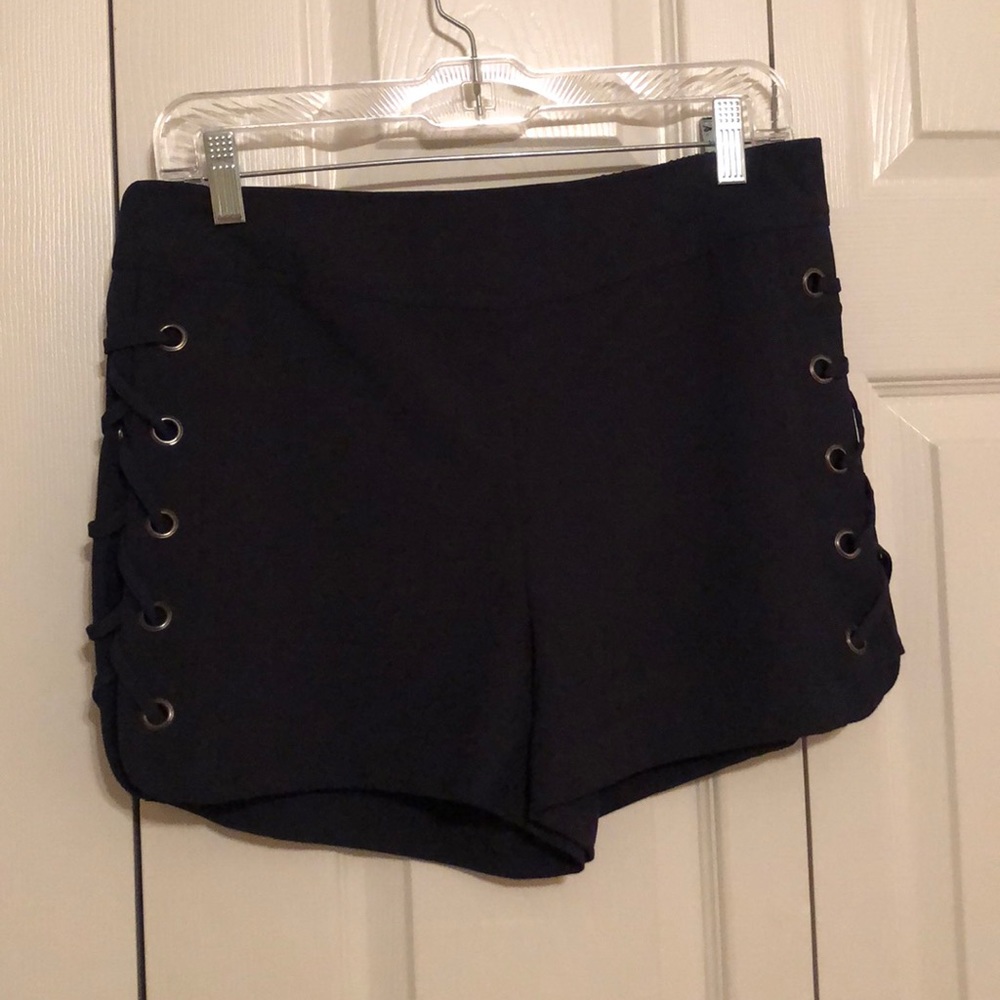 Navy shorts with side detailing